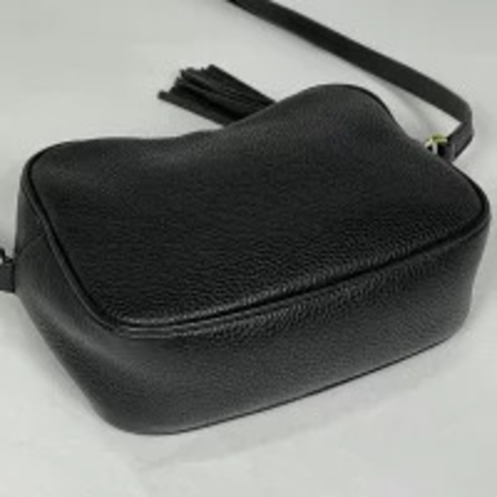 Gucci Fringe Tassel Bag Shoulder Leather Black Soho Black